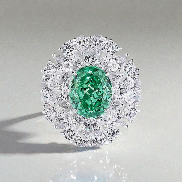 Lab-grown Paraiba flower ring