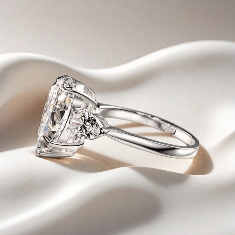 Artificially grown high carbon diamond teardrop-shaped 6 CT diamond ring - 图片 3
