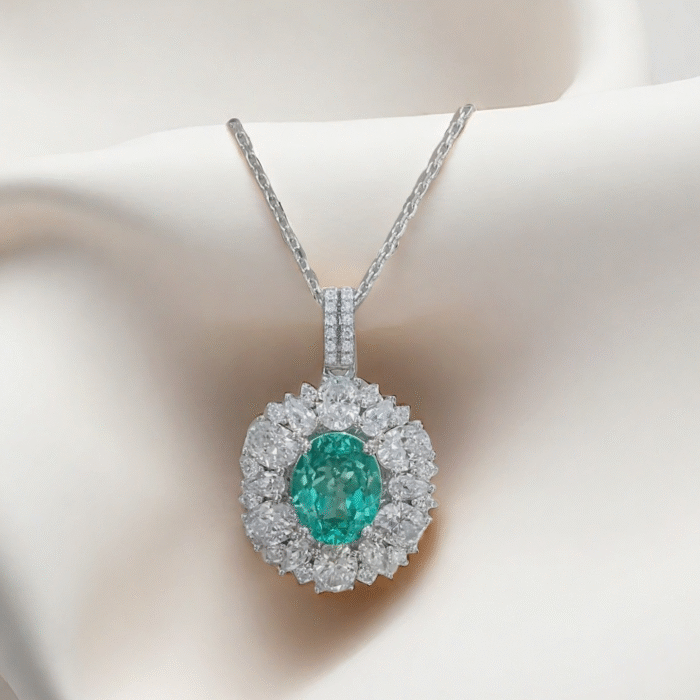 3-carat Paraíba Tourmaline Center Stone Surround Set Necklace